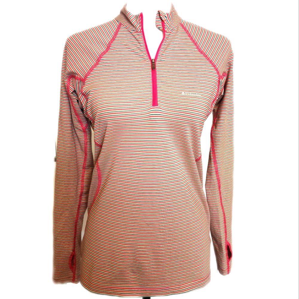 Columbia Quarter Zip "Make Your Own Heat" Colorful Striped Sweatshirt M